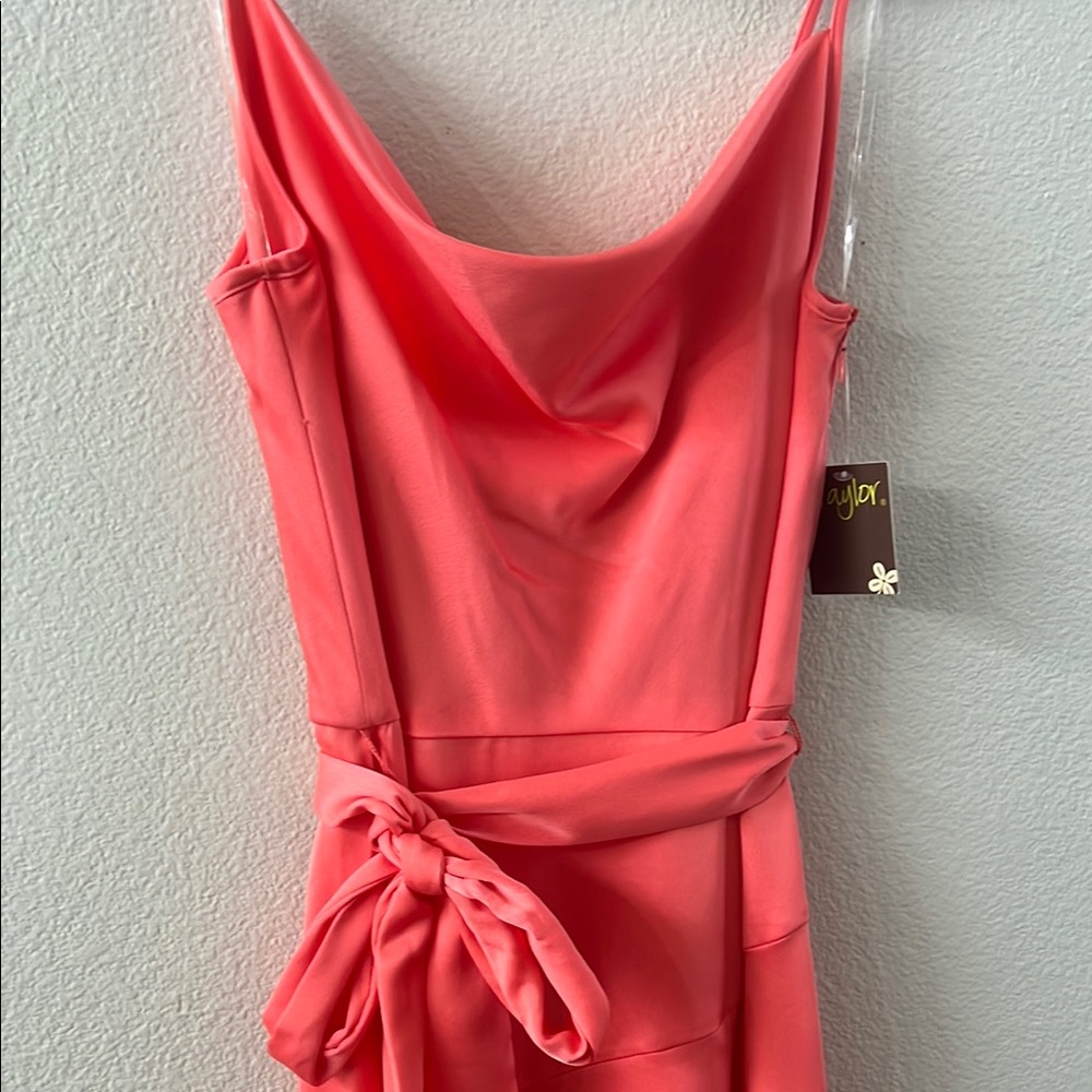 Taylor Coral Maxi Neck Tie Front Dress. NWT size 8 - Picture 2 of 8